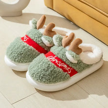 Load image into Gallery viewer, Thick Sole Christmas Deer Slippers
